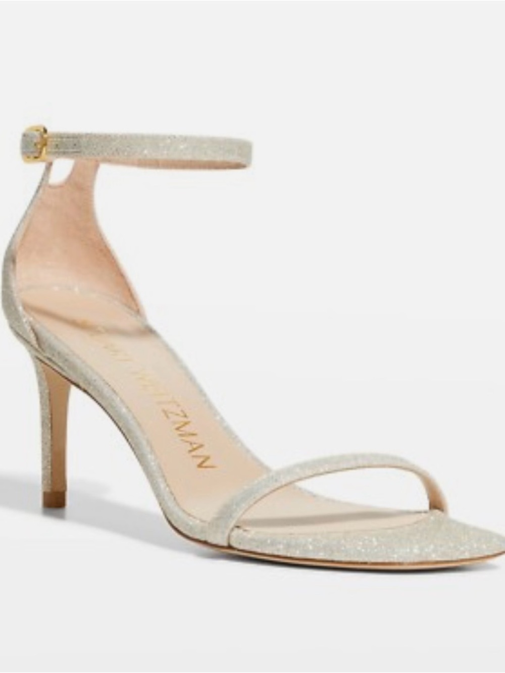 NEW STUART WEITZMAN Women’s Size 10 Gold Glitter Amelina 75 Heeled Sandal